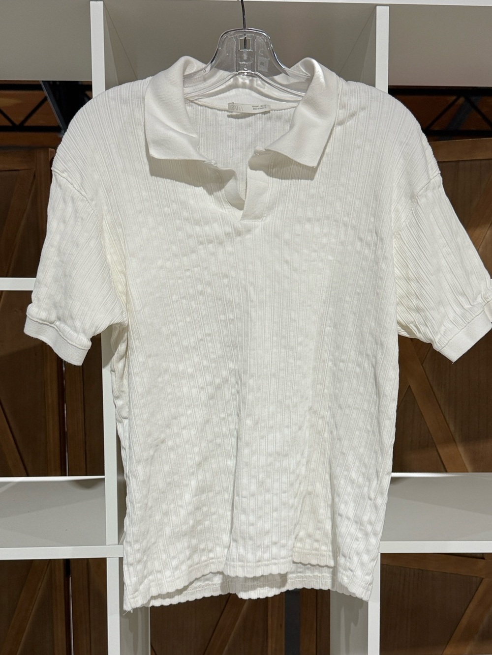 ZARA - Mens - Polo - Textured - White - Large